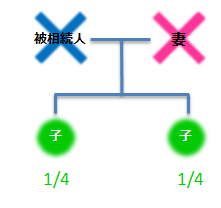 子2人の遺留分割合の図